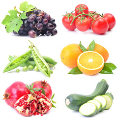 Fruits and vegetables on a white background