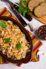 Stewed cabbage with minced meat