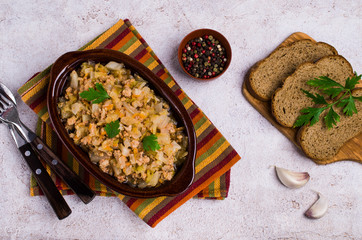 Stewed cabbage with minced meat