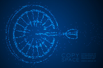 Abstract Geometric Circle dot pixel pattern Dartboard game shape, business success concept design blue color illustration isolated on blue gradient background with copy space, vector eps 10