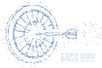 Abstract Geometric Square box pixel pattern Dartboard game shape, business success concept design blue color illustration on white background with copy space, vector eps 10