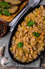 Stewed cabbage with minced meat