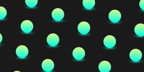 Fototapeta na wymiar Black background with green 3d balls pattern.