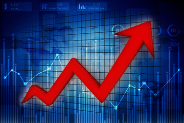 3d rendering Stock market online business concept. business Graph 