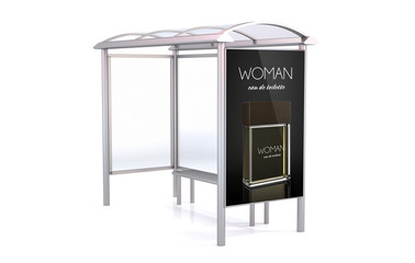 bus stop isolated with fragance advertisement