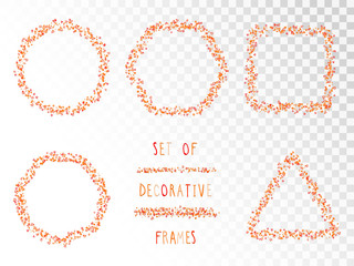 Vector set of decorative frames with hearts.