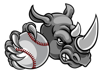 Rhino Baseball Ball Sports Mascot