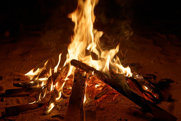 Warm and cosy fireplace. Bonfire 