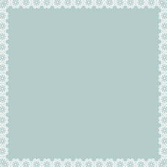 Classic vector square frame with arabesques and orient elements. Abstract light blue and white ornament with place for text. Vintage pattern