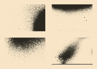 Vector set of splash stains textures. Monochrome abstract vector grunge textures.