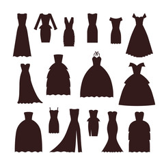 Wedding bride dress elegance silhouette style celebration bridal shower composition vector illustration
