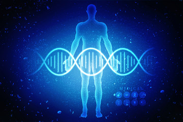 2d render of dna structure, abstract background