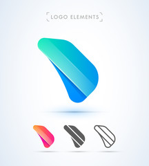 Vector abstract airplane wing logo template. Origami paper, material design, flat and line art style icon collection