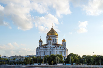 Fototapeta na wymiar Cathedral of Christ the Saviour on summer evening, famous orthodox landmark and ancient architectural monument