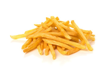 pile of french fries on a white background