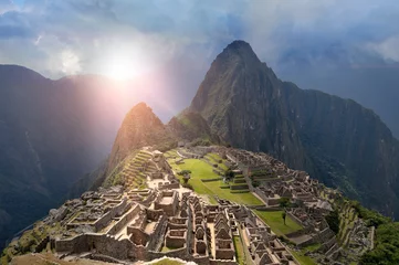 Washable wall murals Machu Picchu  Machu Picchu under sun lights  