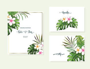 Floral set. Wedding Invitation, save the date, rsvp, invite card. Vector illustration. Celebration template. Watercolor style