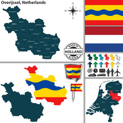 Fototapeta premium Map of Overijssel, Netherlands