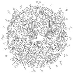   Firebird for anti stress Coloring Page with high details.