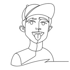 Laughing Man Portrait One Line Art