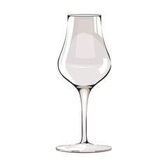 Glass of Grappa, Italian grape alcoholic drink. Illustration on white background.