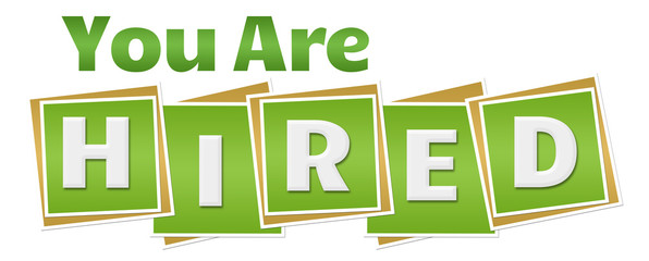 You Are Hired Green Squares Text 