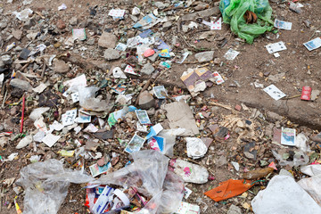 Rubbish dump by the road at living area