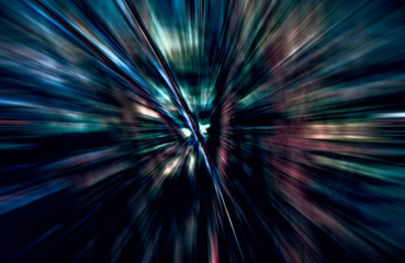 Acceleration speed motion, Light and stripes moving fast over dark background