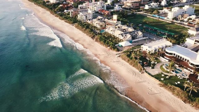 Drone aerial footage of Bombinhas Mariscal Beach in Santa Catarina, Brazil