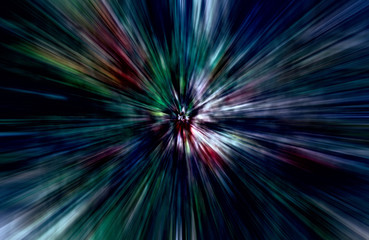 Fototapeta premium Acceleration speed motion, Light and stripes moving fast over dark background