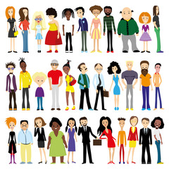 Group of diverse people on a white background.