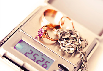 jewelry on the digital scale