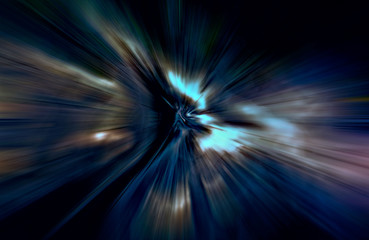 Obraz premium Acceleration speed motion, Light and stripes moving fast over dark background
