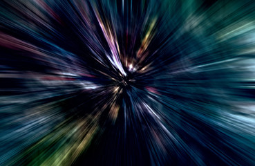 Acceleration speed motion, Light and stripes moving fast over dark background