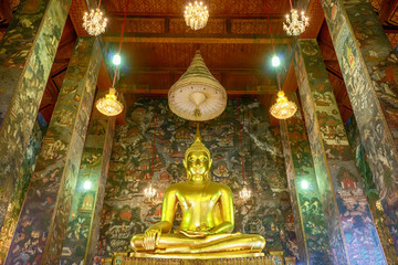 One landmark of Wat Suthat Thepwararam in Bangkok, Thailand. A place everyone in every religion can be viewed.