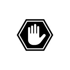 Do Not Enter Stop Hand. Flat Vector Icon illustration. Simple black symbol on white background. Do Not Enter Stop Hand sign design template for web and mobile UI element