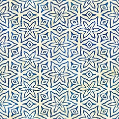 Native batik seamless watercolor artistic boho style colorful square pattern.