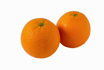 Fresh orange with droplet isolated on white background.