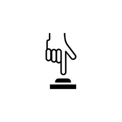 Finger Push Button. Flat Vector Icon illustration. Simple black symbol on white background. Finger Push Button sign design template for web and mobile UI element