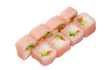 Asian cuisine. Japanese cuisine. Sushi rolls on a white background