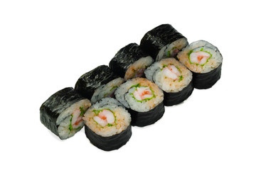 Asian cuisine. Japanese cuisine. Sushi rolls on a white background