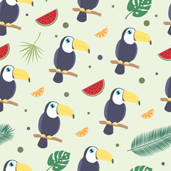 Toucan tropical seamless background.