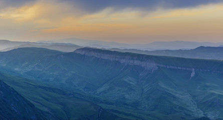 Summer sunset in the mountains of Azerbaijan