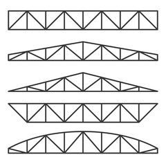 Roof Metal Trusses Constructions Set on White Background. Vector - obrazy, fototapety, plakaty