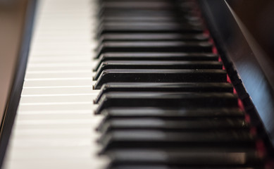 Piano keys from a close angle