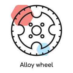 Alloy wheel icon vector sign and symbol isolated on white background, Alloy wheel logo concept, outline symbol, linear sign