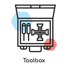 Toolbox icon vector sign and symbol isolated on white background, Toolbox logo concept, outline symbol, linear sign