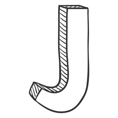 Vector Single Doodle Sketch Illustration - The Letter J