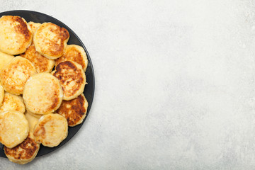 Cheese cream pancake, sour breakfast cottage.