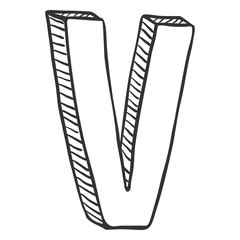 Vector Single Doodle Sketch Illustration - The Letter V